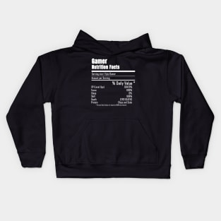 gamer nutrition facts Kids Hoodie